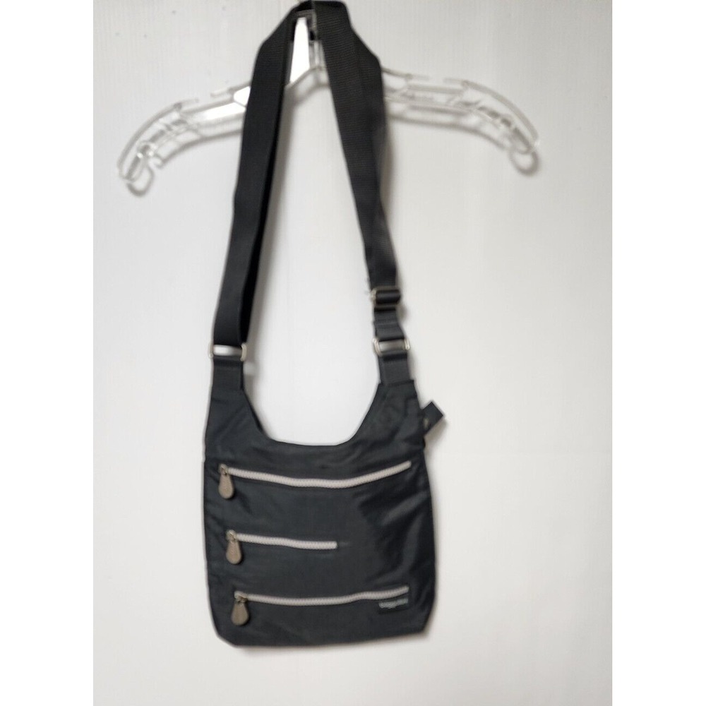 Baggallini Gray Crossbody Shoulder Bag 9" x 12" Nylon 4 Zip Purse Adjustable - Picture 2 of 6